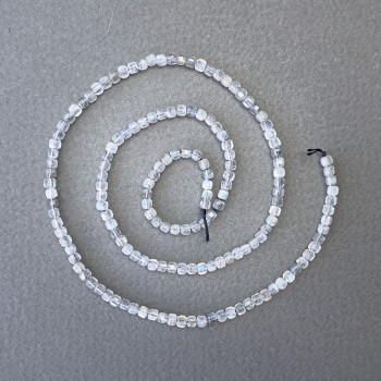 Labradorite Beads on Cord, Cube-Shaped Natural Stone, 3×3 mm Diameter, 40 cm Length