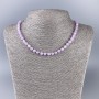 Kunzite Necklace, natural stone, faceted cube beads, 6x6 mm, length 50 cm