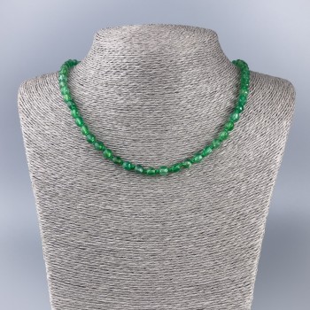 Chrysoprase Necklace, natural stone, faceted cube, diameter 5×5 mm, length 49 cm