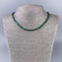 Malachite necklace, natural stone, faceted cube, diameter 4x4mm+-, length 50cm+