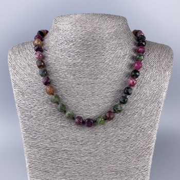 Natural Tourmaline Necklace with Faceted Cubes, 9x9 mm, 50 cm