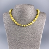 Yellow Jadeite Necklace, natural stone faceted cube beads, diameter 7.5×7.5 mm, length 50 cm