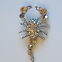 Brooch Scorpion with gray and green rhinestones, dark-silver metal 70×37mm+