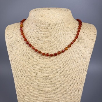 Carnelian Necklace with natural stone, faceted coin shape, diameter 6x5 mm, length 49 cm