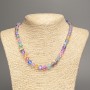 Beaded necklace with opal glass, multicolored matte chameleon, smooth beads, 8mm diameter, 49cm length