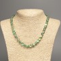 Opal glass necklace in green matte chameleon shade, smooth beads, 8 mm diameter, 49 cm length