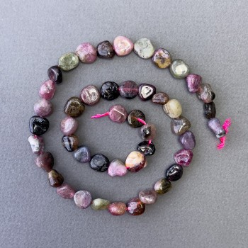 Natural tourmaline beads, faceted, diameter 9x10 mm, length 42 cm (approx.)