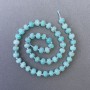Amazonite beads, natural stone, faceted rondelle on thread, diameter 8x6 mm ±, length 39 cm ±, with 3x2 mm seed beads ±