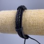 Браслет, довжина 18-25см, товщина 12мм еко шкіра колір чорний на затяжці