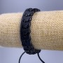 Bracelet, length 18-25 cm, thickness 12 mm, eco-leather, black color, with a clasp