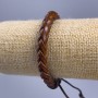 Bracelet, length 18-25 cm, thickness 7 mm, eco-leather, light brown color, with adjustable clasp