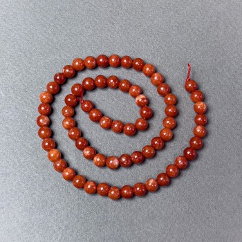 Red Jasper Beads (pressed) Smooth Ball, diameter 6mm+-, length 39cm+- on thread