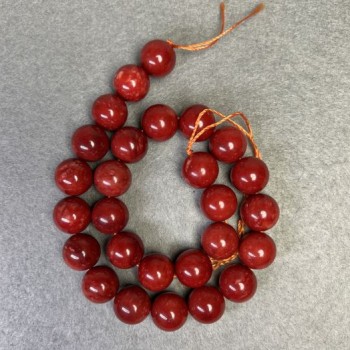 Red Jasper Beads (Pressed) Smooth Bead, 14 mm Diameter, 37 cm Length ± on Thread