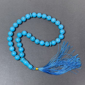 Чотки Бірюза (прес. ) гладка кулька, діаметр 12мм+- 33 намистини, зі вставками Бірюза