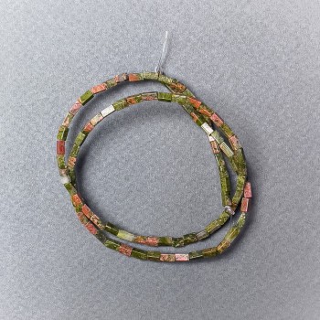 Jasper heliotrope beads, natural stone, rectangular, approx. 2×4 mm, 38 cm long on a thread