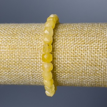 Браслет Цитрин натуральний камінь гранований кубик, діаметр 7мм+-, довжина 18см (стрейч)