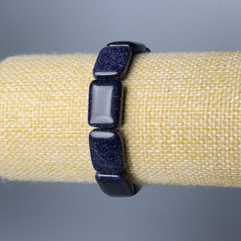 Браслет Авантюрин Ніч Каїра натуральний камінь прямокутна ланка, діаметр 13х18мм+-, довжина 18см (стрейч)