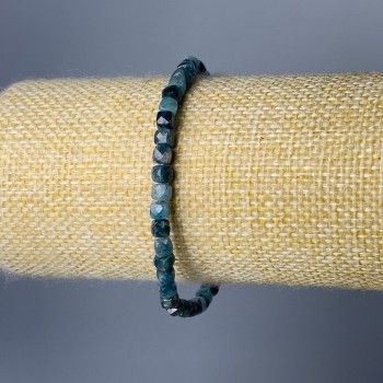 Браслет Індиголіт натуральний камінь гранований кубик, діаметр 4мм+-, довжина 18см (стрейч)