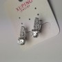 Xuping earrings with white rhinestones and a crystal, 7 mm diameter, 17 mm length, Rhodium-plated