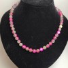 Opal Glass Raspberry Chameleon Necklace, smooth bead, diameter about 8 mm, length 49 cm