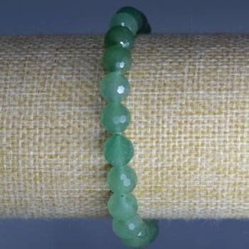Bracelet made of natural jade with faceted round beads, 8 mm diameter, 18 cm length (stretch)