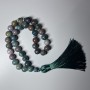 Green Jasper Beads, natural stone, smooth round beads, 10 mm diameter, 33 beads, with metal inserts