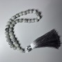 Labradorite Mala Beads, natural stone, smooth 8 mm beads, 33 beads, with metal inlays
