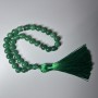 Nephrite Mala Beads, Natural Stone, Smooth Round Beads, 8 mm Diameter, 33 Beads, with Metal Inserts