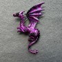 Brooch Dragon matte raspberry and black enamel silver-toned metal 42x66mm