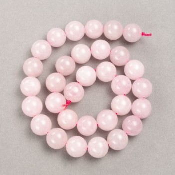 Beads Pink Quartz natural stone smooth beads, diameter 12mm+-, length 38cm+-