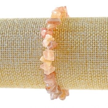 Браслет Полуничний Кварц натуральний камінь крихта, діаметр 8х3мм+-, довжина 18см+- (стрейч)