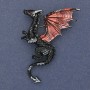 Dragon Brooch matte black and red enamel, gold-tone metal 42×66mm