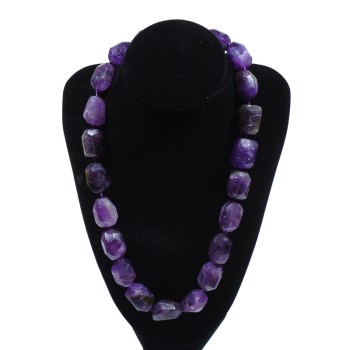Amethyst Necklace, natural gemstone, faceted, diameter 15x20 mm ±, length 52 cm ±