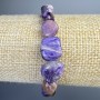 Charoite Bracelet with Natural Stone, Large Faceted Beads, 9×12 mm Diameter, 18 cm Length (Stretch)