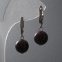 Garnet Earrings, Natural Stone, Smooth Ball, 12mm Diameter ±, English Clasp, 33mm Length ±