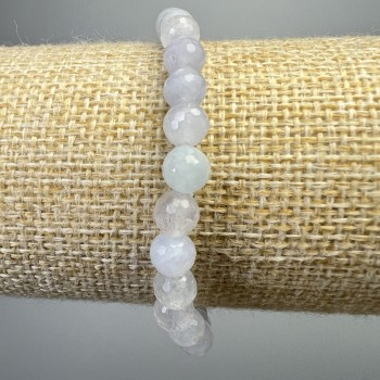 Aquamarine Bracelet, natural stone, faceted bead, 6 mm diameter +-, length 18 cm +- (stretch)