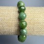 Bracelet of Canadian jadeite, natural stone, faceted bead, 10 mm diameter, 18 cm length (stretch)