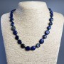 Lapis Lazuli Necklace, Natural Stone, Faceted Beads, Diameter 10x12x4 mm, 5 mm +/-, Length 49 cm