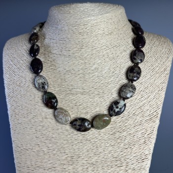 Picasso Jasper Necklace with natural stone, oval shape, diameter 13x18x6mm+-, length 49cm +