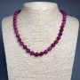 Raspberry Tourmaline Beaded Necklace, Faceted 8 mm Beads, Length 50 cm ±