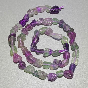 Natural fluorite beads, unpolished stone, faceted bead, diameter 6x8 mm, length 40 cm on thread