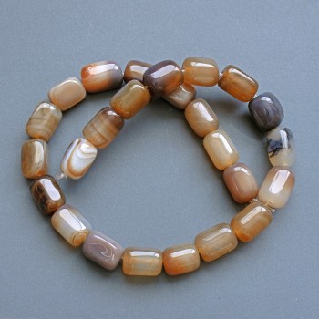 Gray agate beads, natural stone, rectangular 11×15 mm, 38 cm long on thread