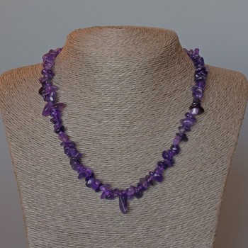 Amethyst Necklace with Natural Stone Chips, 9x5 mm, 45 cm long