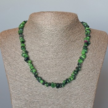 Zoisite natural stone chip necklace, diameter 8×4 mm ±, length 47 cm ±