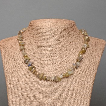 Labradorite natural stone chip necklace, 10×4 mm, length 47 cm