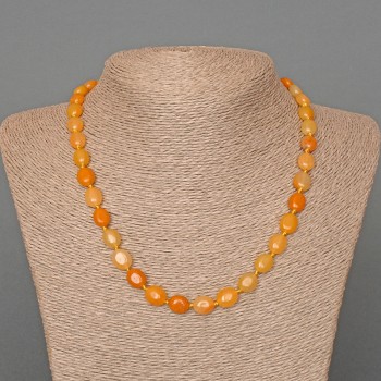 Yellow Agate Necklace, natural stone, oval, diameter 8×10 mm+-, length 48 cm+