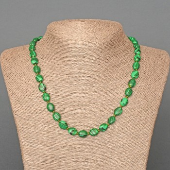 Malachite Necklace (pressed) oval, 8×10 mm diameter, length 48 cm