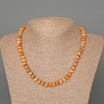 Landscape Jasper Necklace, natural stone, smooth rondelle, diameter 8x5 mm +/-, length 46 cm