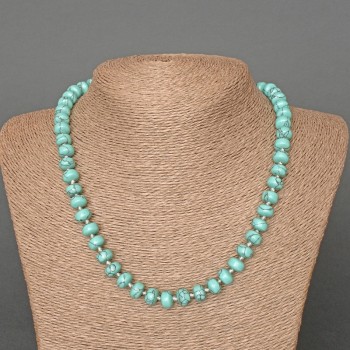 Synthetic Turquoise Necklace, Smooth Rondelle Beads