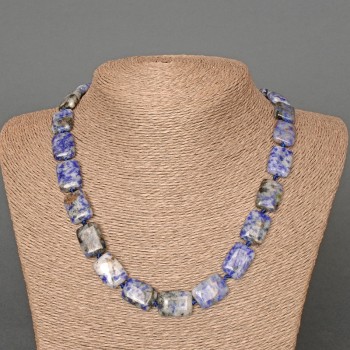 Sodalite Necklace with Rectangular Natural Stone Beads, 13x18 mm, Length 48 cm